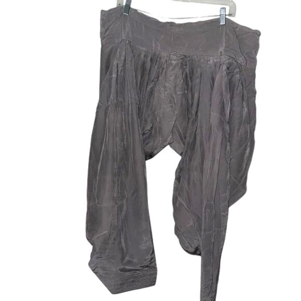 Silk-Like Gray Harem Pants With Elastic Waist